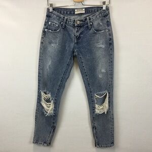 One x One Teaspoon Freebirds Low Waist Rigid Skinny Leg Distressed Jeans